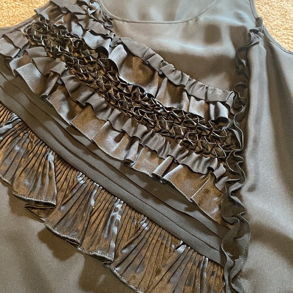 Banana Republic Whimigoth Silk Ruffle Shift Dress Black Size MP - Picture 1 of 11